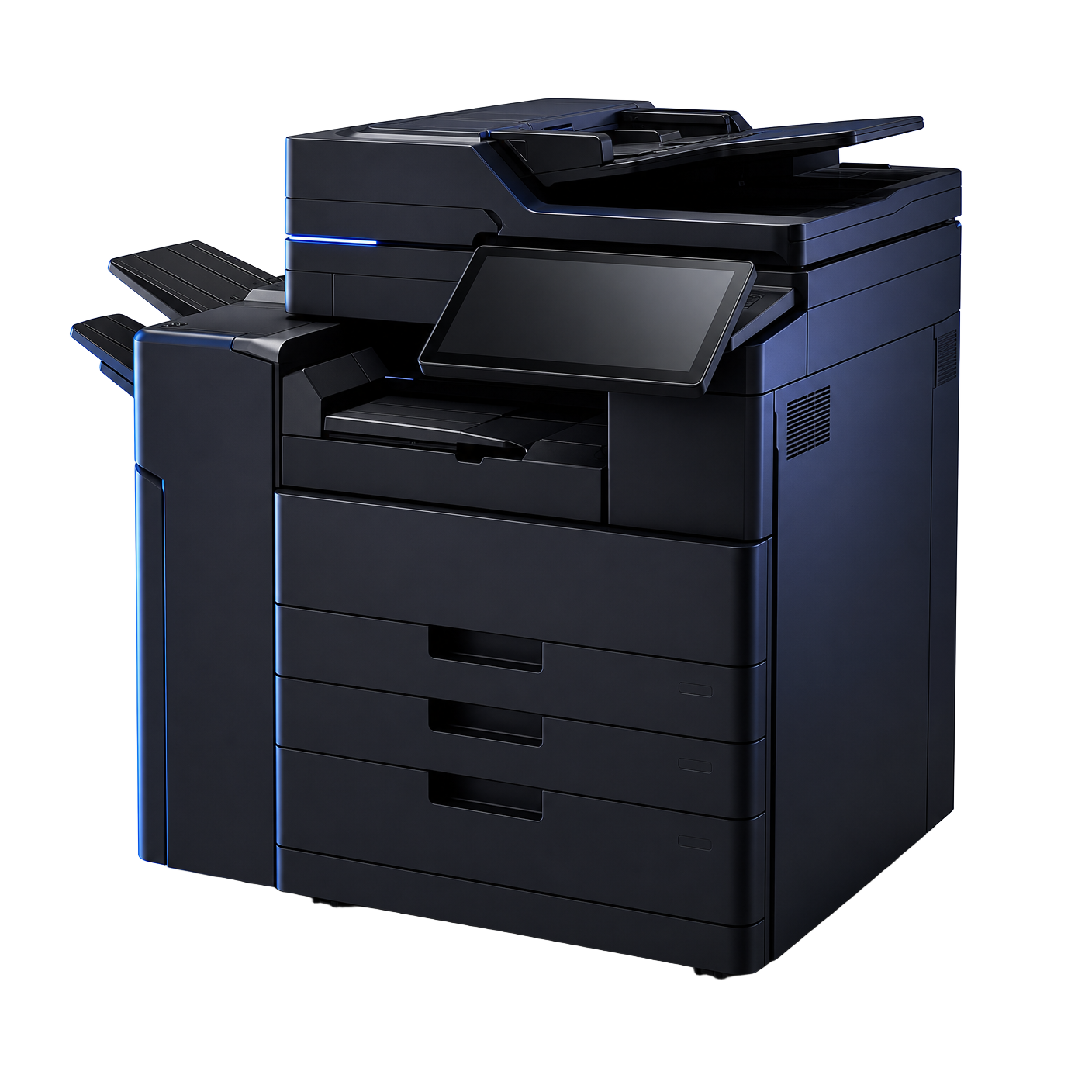 Premium unbranded multifunction printer rendered in studio light